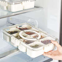 Plateau de service cylindrique en plastique transparent moderne à 9 compartiments avec couvercle et poignée, portable pour le camping, les collations, les plateaux de charcuterie pour la cuisine