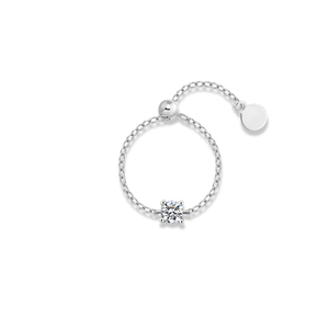 Classic S925 <b>Sterling</b> <b>Silver</b> Moissanite <b>Adjustable</b> <b>Ring</b> for Women Elegant Sparkling Fine Jewelry Statement Design - Product Image 1