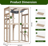 Enclos Moderne en Bois pour Chat, Grand et Stable, avec 3 Plateformes, Revêtement Poudré, Montage Facile, Cage et Abri Extérieur