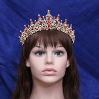 Ensembles de bijoux de mariage plaqué or à la mode bon marché cristal Rhinestone couronne collier et boucles d'oreilles accessoires pour cadeaux de fêtes