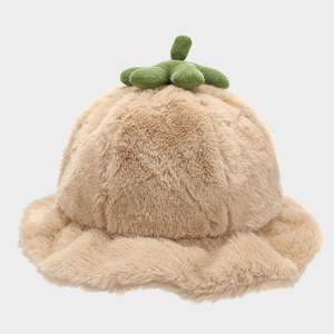 2024 Autumn Winter Cute Fashion <b>Lady</b> Girl Pumpkin Design <b>Fur</b> Bucket <b>Hat</b> - Product Image 6
