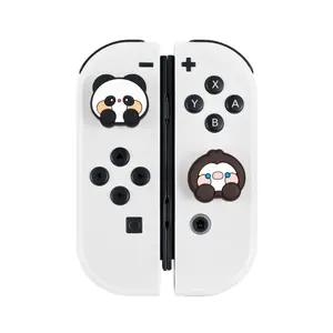 Casing penutup silikon Panda lucu untuk Nintendo Switch OLED Lite Joystick Host stik jempol perlindungan pengontrol pegangan
