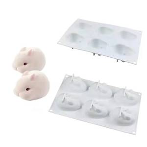 Moule à gâteau en silicone alimentaire jetable à 6 cavités en forme de lapin de Pâques, outil de pâtisserie écologique pour la maison, la cuisine, la boulangerie et les fêtes - Product Image 1