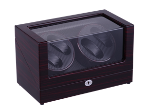 Caja enrolladora de reloj automática de cuero de madera clásica 4 + 0, soporte de exhibición de almacenamiento seguro, Motor silencioso, 4 ranuras con parada abierta - Product Image 4