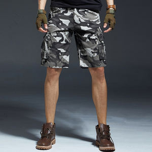 남자의 하이 퀄리티 캐주얼 스트라이프 패턴 통기성 면 혼방 카고 반바지 중간 허리 무릎 길이 스마트 캐주얼 패션 - Product Image 1