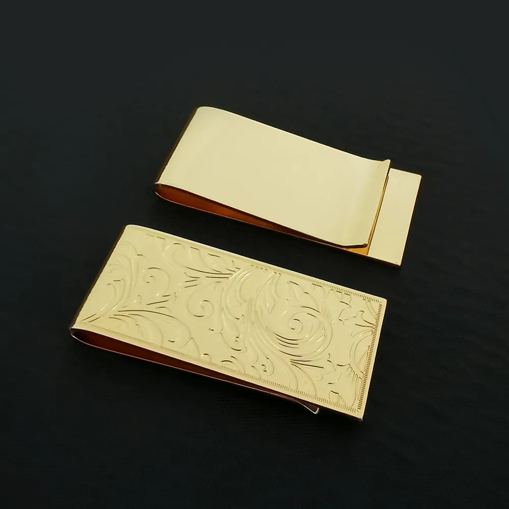Özelleştirme fotoğraf kazınmış bakır kat para klipler kazınmış totem logo katlanır sıkı kağıt klip metal erkek cüzdan para klip
