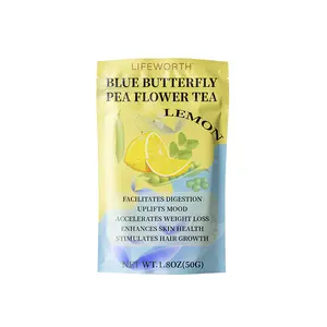 Lifeworth OEM kantong teh bunga Pea kupu-kupu biru sehat organik kualitas tinggi