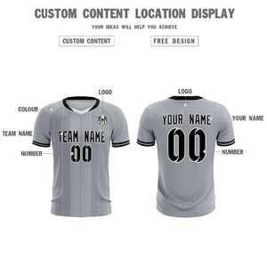 Camisetas/Conjuntos de Fútbol Personalizados con Rayas Clásicas Grises - Product Image 3