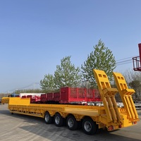 Semi-remorque à plateau bas de 3 essieux, 30 tonnes, 13 m, pour le transport de conteneurs, avec échelle mécanique, plateau plat robuste, plateforme basse