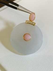 Elegant Glossy Hand Polished Natural Burmese Jadeite 925 Silver Yellow Gold Plated Luxury Safety Buckle <b>Pendants</b> Ornaments - Product Image 2