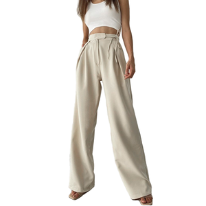 Pantalon de travail et de loisirs pour femmes, taille haute, coupe ample, en polyester/coton, avec fermeture éclair, pour fabricants de vêtements en gros - Product Image 1