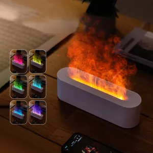 Trending Crisp Aroma Essential Fire Effect Diffuser Humidifier 2 Modes Adjustable 7 Color Light Flame Humidifier