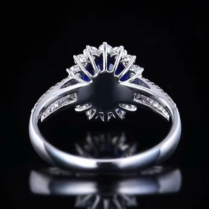 SGARIT เครื่องประดับอินเทรนด์แหวนหินแซฟไฟร์สีน้ำเงิน 18K ทองคำขาว 2.39CT แซฟไฟร์แท้ธรรมชาติแหวนแต่งงานผู้หญิง - Product Image 4