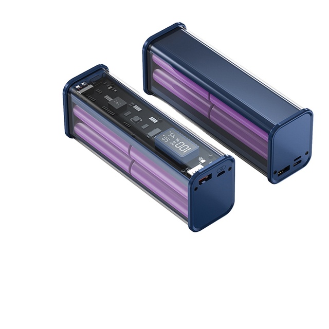8* 18650 Battery 100W Charger Case PD22.5W Mecha Transparent Shell DIY Power Bank Box Fast Charging LED Screen Power Bank