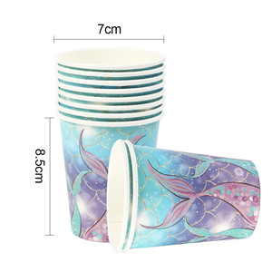 อุปกรณ์จัดงานวันเกิดเด็ก DAMAI ชุดธีมเจ้าหญิงเงือกน้อย จาน ชาม แก้วกระดาษ ผ้าเช็ดปาก ของใช้บนโต๊ะอาหารแบบใช้แล้วทิ้ง ขายส่ง - Product Image 6