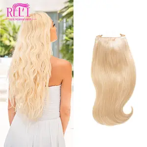 Extensiones de cabello natural Remy, microcuentas de trama, color negro, corto, más popular