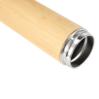 Botol Termos Vakum Stainless Steel Ramah Lingkungan Murah dengan Tutup, Berbahan Bambu