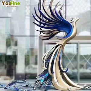 YOUFINE Jardín al aire libre Moderno Espejo grande Abstracto <span class=keywords><strong>Acero</strong></span> inoxidable Fénix Estatua Escultura - Product Image 2