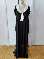 Combinaison Chic Noire et Blanche en Satin avec Nœud Décoratif – Tenue de Soirée Formelle, Gala, Sexy, Coupe Droite, Décontractée, Unie, Anti-Plis, Été