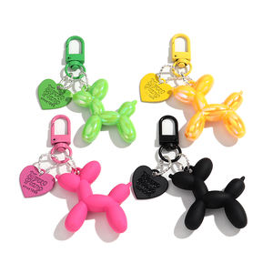 2025 diskon besar mode kartun 3D anak anjing perhiasan tas liontin warna pelangi balon anjing gantungan kunci lucu akrilik anjing liontin hadiah - Product Image 2