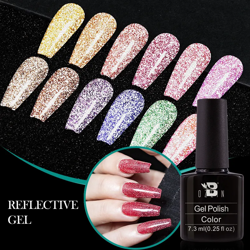 Best Selling Light Effect ON Nail Products Private Label Nails Nail Uv Glitter Shinning Polish Gel