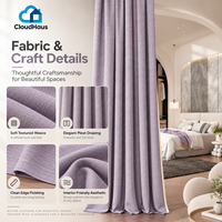 Rideaux de séparation de pièce sur mesure du sol au plafond, tissu texturé violet lavande, draperie pour appartement studio moderne
