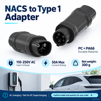 50A NACS auf Typ 1 EV-Ladestecker & Steckdosenadapter 110-250V AC Neu für Nordamerikanische Standard-Elektrofahrzeuge