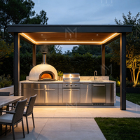 Cuisine extérieure intégrée moderne, armoire de cuisine sur mesure pour jardin, système d'armoires de cuisine extérieures pour barbecue, fournisseur pour hôtels et complexes hôteliers