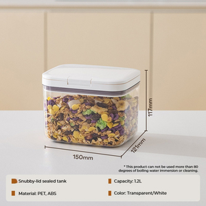 Caja de almacenamiento de plástico a prueba de humedad para el hogar de cocina para granos secos, varios granos, harina, arroz, contenedor de alimentos - Product Image 4