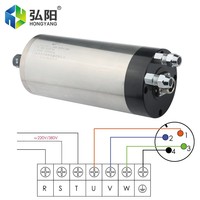 Moteur de broche refroidi par eau Jester JGD 80A 1,5 kW à 3 roulements, diamètre 80 mm, 220 V/380 V, 24 000 tr/min, pour routeur CNC et gravure sur bois