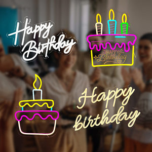 Panneau néon Joyeux <span class=keywords><strong>Anniversaire</strong></span> 16,5x12 pouces, alimenté par USB, lumière LED blanc chaud, parfait pour décorer une fête - Product Image 3