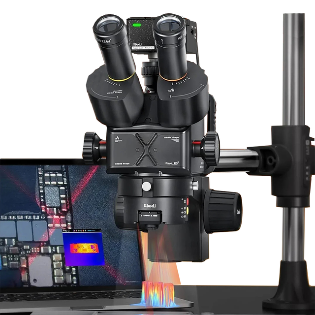 Qianli 6558X/6558 6.5X-58X Zoom Gorilla Trinocular Microscope Industrial Thermal 4K Camera for Phone Motherboard Welding Repair
