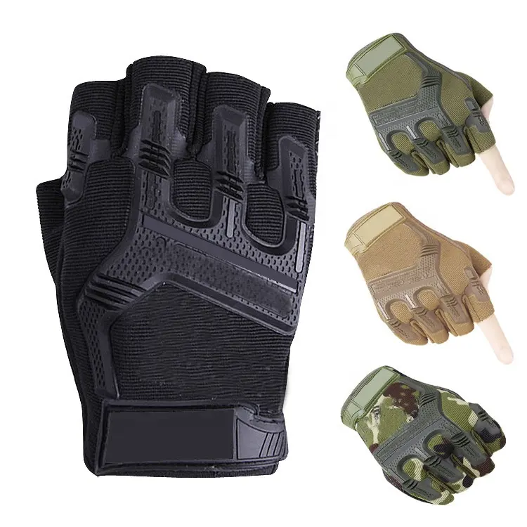 Guantes de protección de combate YAKEDA Pantalla táctil suave Medio dedo Guante táctico encubierto Equipo táctico Guantes de combate