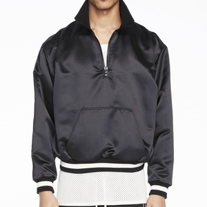 Custom Logo Wholesale <b>Men</b> Stain Polyester Half Zip Sports Bomber Jackets Baseball Cropped Track Jacket <b>Pullover</b> Windbreaker - Product Image 1