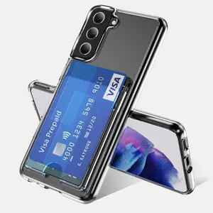 Кристально чистый бумажник чехол для телефона id держатель кредитной карты для iP samsung телефон s24 23 note 10 20 15 pro ultra