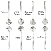Cuillère à dessert en gros, cuillère à thé en acier inoxydable, cuillère à café en forme de fleur, ensemble de couverts pour mariage et restaurant