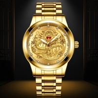 Montre à quartz résistante à l'eau pour homme, édition limitée, en acier inoxydable, de luxe, avec dragon doré en relief, cadran de 40 mm