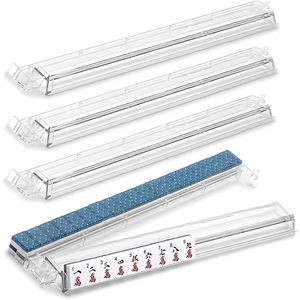 Mahjong américain en acrylique blanc transparent de 20 pouces, avec des pions à double feston et des poussoirs magnétiques - Product Image 1