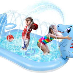 สระน้ำเป่าลมรูปไดโนเสาร์สีฟ้า ของเล่นน้ำกลางแจ้งสำหรับเด็ก - Product Image 1