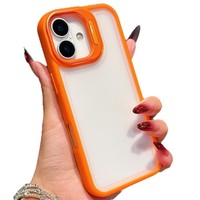 Coque transparente pour iPhone 17 Pro Max avec béquille intégrée pour objectif, protection antichoc avec cadre doux pour la peau