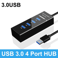 4-Port USB 3.0 Hub, dengan kabel panjang 30cm untuk Laptop PC MacBook Mac Pro Mac Mini iMac Surface Pro dan lainnya