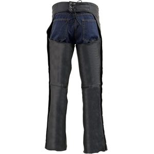 Chaps de moto 2025 en cuir noir de qualité supérieure pour hommes ML1115 avec poche à monnaie avant - Product Image 4