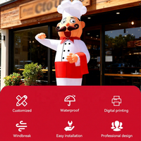 Ballon publicitaire gonflable de chef agitant la main pour la promotion de restaurants et services de traiteur