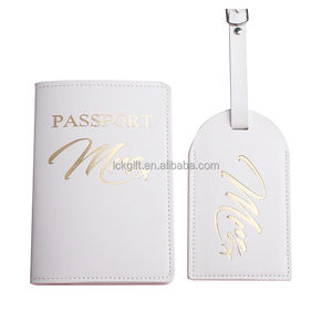 2024 bas quantité minimale de commande élégant voyage pas cher en cuir PU blanc porte-passeport étiquette de bagage ensemble - Product Image 3