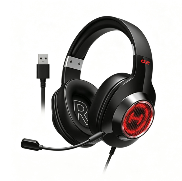 HECATE G2 7.1 Surround Sound Gaming Headset ENC Noise Cancelling RGB USB Headphones with Mic for PC PS4
