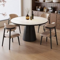 Table à manger extensible ronde avec plateau en pierre frittée pour salle à manger, restaurant ou mobilier de bar
