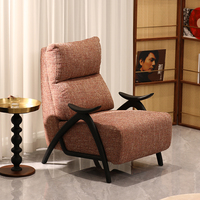 Fauteuil de loisirs en bois massif, fauteuil d'appoint rembourré, canapé une place de style mid-century pour salon et hôtel