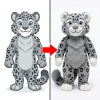 Mascotte en peluche de chat des neiges arctique, corps entier, marquage à rosettes noires, museau blanc pâle, pointes des pattes, peluche personnalisée OEM, chat sauvage des montagnes