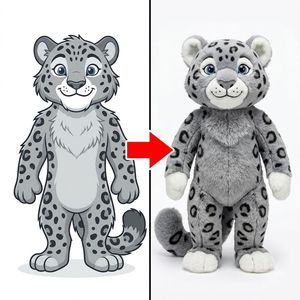 Mascotte di Peluche Gatto delle Nevi Artico, Corpo Intero, Nero con Rosette, Muso Bianco Pallido, Punte delle Zampe Personalizzate, Peluche OEM, Gatto Selvatico di Montagna - Product Image 1