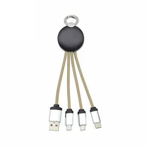 手机充电器定制USB电缆发光二极管标志快速充电4合1 USB电缆